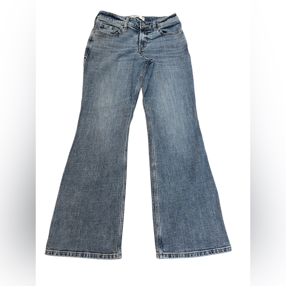 Hollister Mid Rise Relaxed Boot Medium Wash Blue Denim Jeans Womens Size 29 Reg